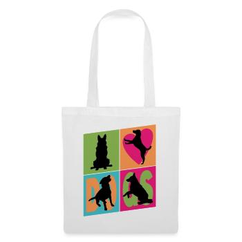 Chiens que j'aime Silhouettes de chiens Maman chien Papa chien - Sac en tissu - blanc - Devant