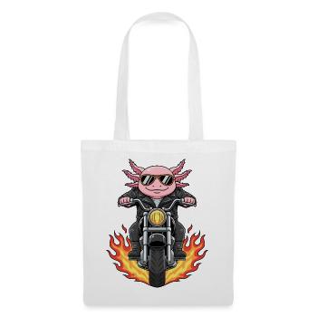Cool Biker Axolotl Motorradflammen - Stoffbeutel - Weiß - Vorne