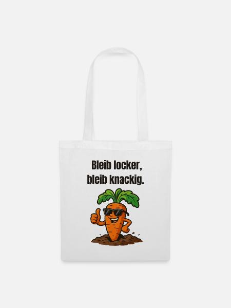 Karotte mit Stil: Locker Knackig - Stoffbeutel - Weiß