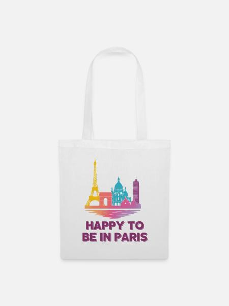 Pastel Paris Skyline - Stoffbeutel - Weiß