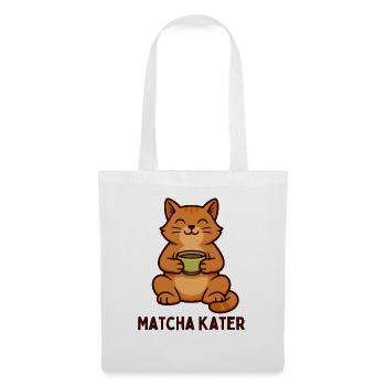 Matcha Kater Teezeit Grafik - Stoffbeutel - Weiß - Vorne