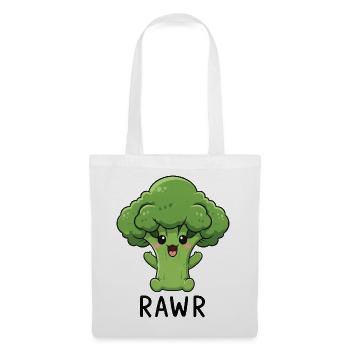 Dessin animé de brocoli sucré aux légumes Rire Joie Végan - Sac en tissu - blanc - Devant