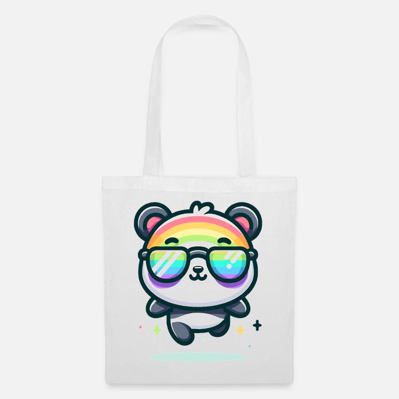 Regenbogen Panda Sonnenbrille Sommer Bär - Stoffbeutel - Weiß