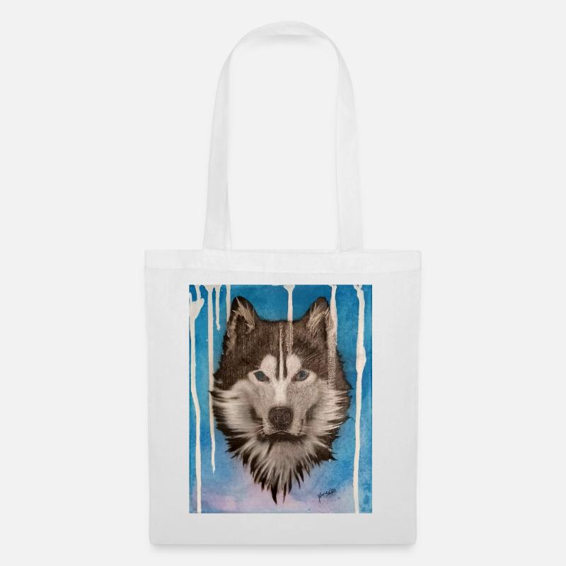 Conception aquarelle Husky - Sac en tissu - blanc
