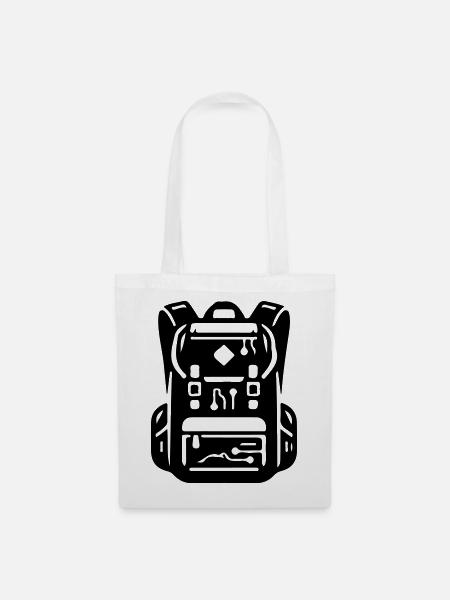 Rucksack Symbol Camping Travel - Stoffbeutel - Weiß