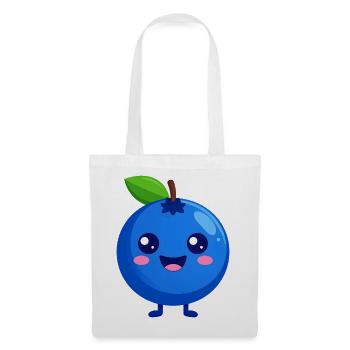 Visage de myrtille de Kawaii - Sac en tissu - blanc - Devant