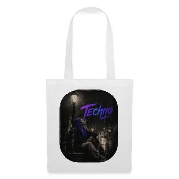 Techno Girl sous la lanterne sous la pluie Nous aimons le techno - Sac en tissu - blanc - Devant