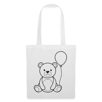 Teddybär hält Ballon - Stoffbeutel - Weiß - Vorne