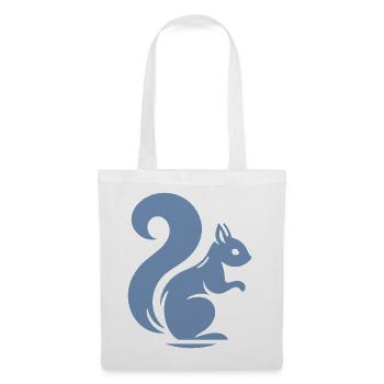 Minimalistische Eichhörnchen Silhouette mit Nuss - Stoffbeutel - Weiß - Vorne