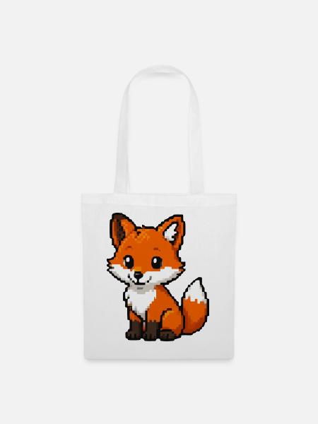 Retro Pixelfuchs Knuddelfuchs - Stoffbeutel - Weiß