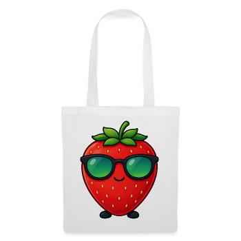Kawaii Strawberry with Sunglasses Minimalism - Tote Bag - white - Front
