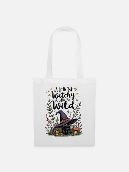 Witchy Black Cat – Ein bisschen wild - Stoffbeutel - Weiß