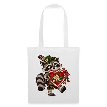 Waschbär mit Lebkuchenherz - Stoffbeutel - Weiß - Vorne