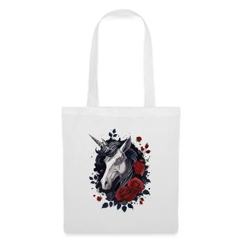 Dark Gothic Einhorn mit Rosen - Stoffbeutel - Weiß - Vorne