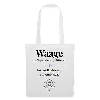 Waage Sternzeichen liebevoll elegant diplomatisch - Stoffbeutel - Weiß - Vorne