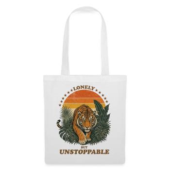 Lonely But Unstoppable - Retro Tiger - Stoffbeutel - Weiß - Vorne