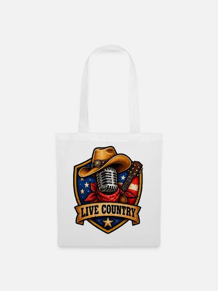 Live Country Shield Musikkultur - Stoffbeutel - Weiß