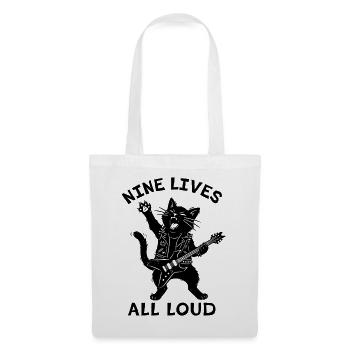 Nine Lives All Loud – Cat-Rock-Gitarre - Stoffbeutel - Weiß - Vorne