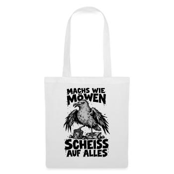 Möwe Punk Spruch Scheiss auf alles Küstenhumor - Stoffbeutel - Weiß - Vorne