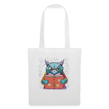 Die Katze, die liest - Stoffbeutel - Weiß - Vorne