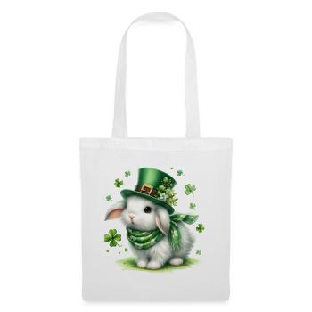 Lapin portant un chapeau irlandais - Sac en tissu - blanc - Devant