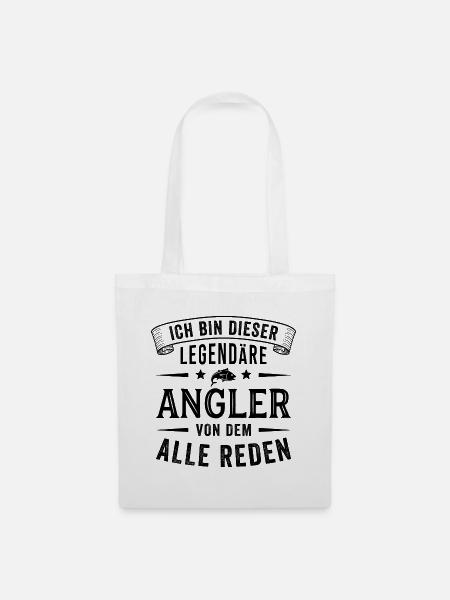 Angler Legende Angeln Fischen Lustig Spruch - Stoffbeutel - Weiß