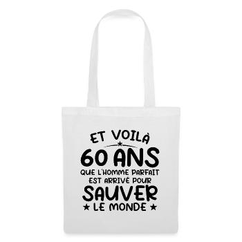 60 ans Cadeau anniversaire 60 ans Homme - Sac en tissu - blanc - Devant