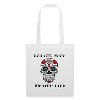 Tatto shop Totenkopf Mexiko city schwarz Geschenk - Stoffbeutel - Weiß - Vorne