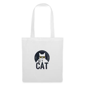 DJ Cat / DJ Katze - Stoffbeutel - Weiß - Vorne
