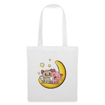 Katzenliebe bis zum Mond - Stoffbeutel - Weiß - Vorne