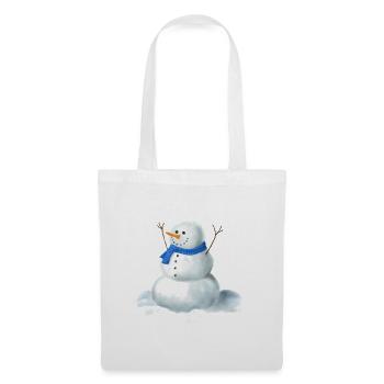 Schneemann im Winter Happy mit Schal - Stoffbeutel - Weiß - Vorne