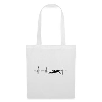 EKG Heartbeat Schwimmen Kraulen - Stoffbeutel - Weiß - Vorne