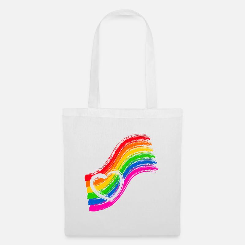 Rainbow pride heart - Tote Bag - white