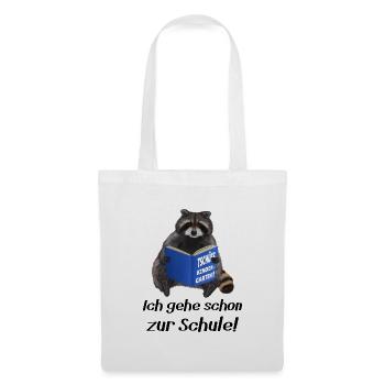 Leseratte Waschbär - Ich gehe schon zur Schule - Stoffbeutel - Weiß - Vorne