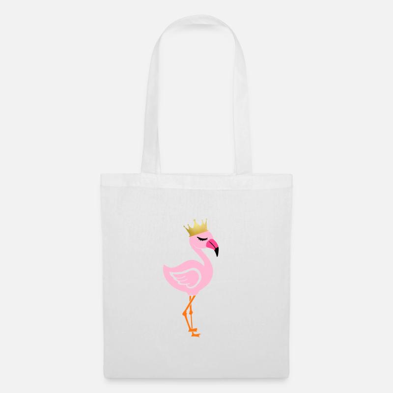 Flamingo mit Krone - Stoffbeutel - Weiß