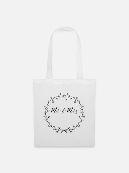 Floral wreath | Mr & Mrs | Wedding | customizable - Tote Bag - white