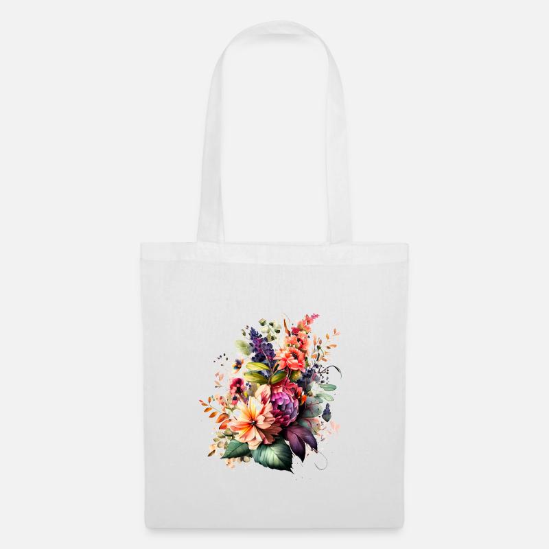 Schöner mehrfarbiger Blumenstrauß - Stoffbeutel - Weiß