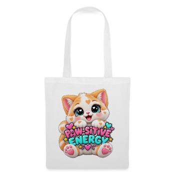 Paw Positive Energie Katze - Stoffbeutel - Weiß - Vorne