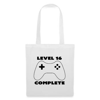 Level 16 Komplett - Spielergeschenk - Gamepad - Stoffbeutel - Weiß - Vorne