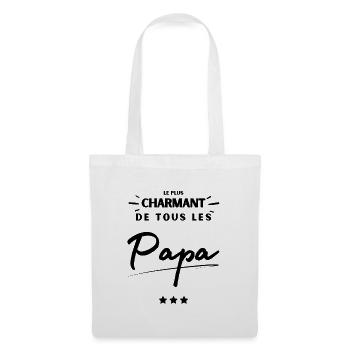 Cadeau Noel anniversaire Papa le plus charmant - Sac en tissu - blanc - Devant