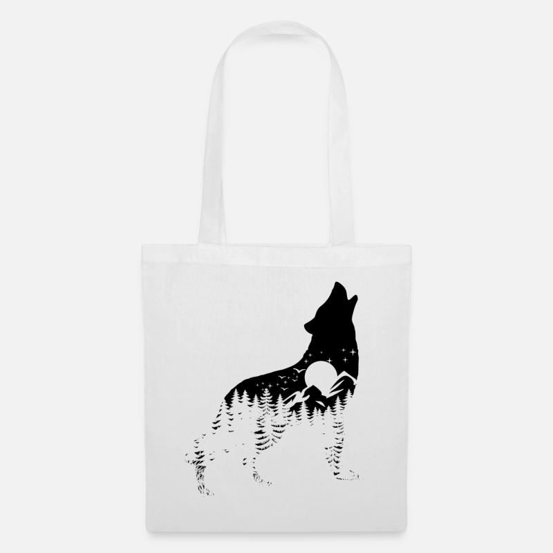 Wolf Silhouette - Artenschutz - Lebensraum - Stoffbeutel - Weiß