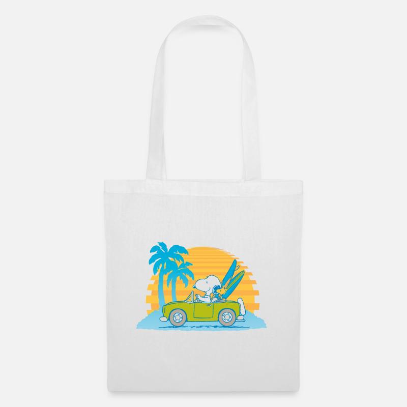 Peanuts Snoopy Cabrio Urlaub Ab Zum Strand - Stoffbeutel - Weiß