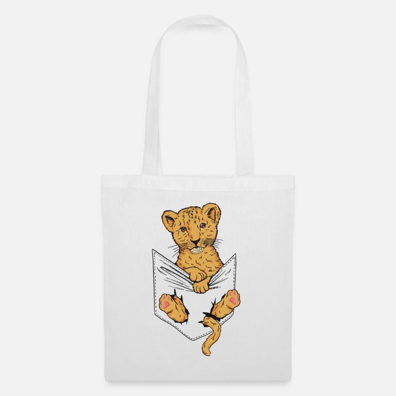 Löwenbaby in einer Tasche - Stoffbeutel - Weiß