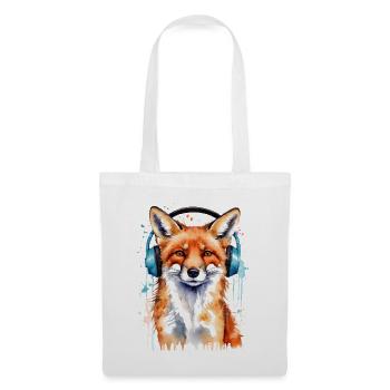 Fuchs Kopfhörer Musik Bunt Tier Design Print - Stoffbeutel - Weiß - Vorne