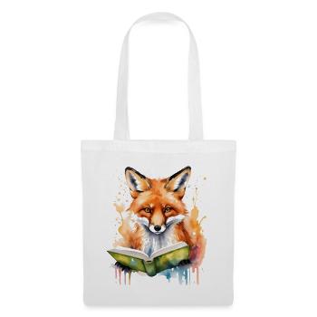 Livre de lecture renard imprimé de conception animale colorée - Sac en tissu - blanc - Devant