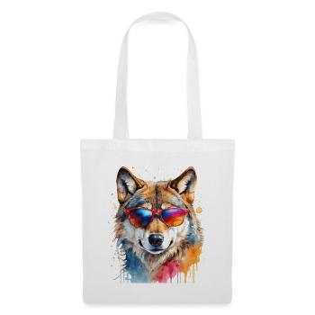 Lunettes de soleil loup imprimé animal coloré - Sac en tissu - blanc - Devant