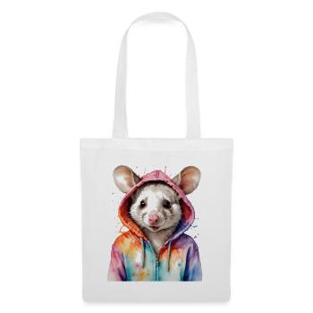 Sweat à capuche Opossum Imprimé Animal Coloré - Sac en tissu - blanc - Devant