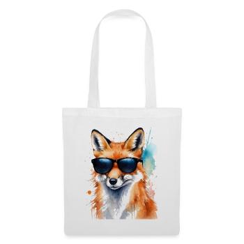 Fuchs Sonnenbrille Bunt Tier Design Print - Stoffbeutel - Weiß - Vorne
