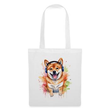 Shiba Inu Casque Chien Drôle Animal Design Imprimer - Sac en tissu - blanc - Devant