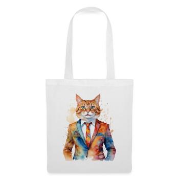 Cat Suit Colorful Funny Funny Animal Design Print - Tote Bag - white - Front